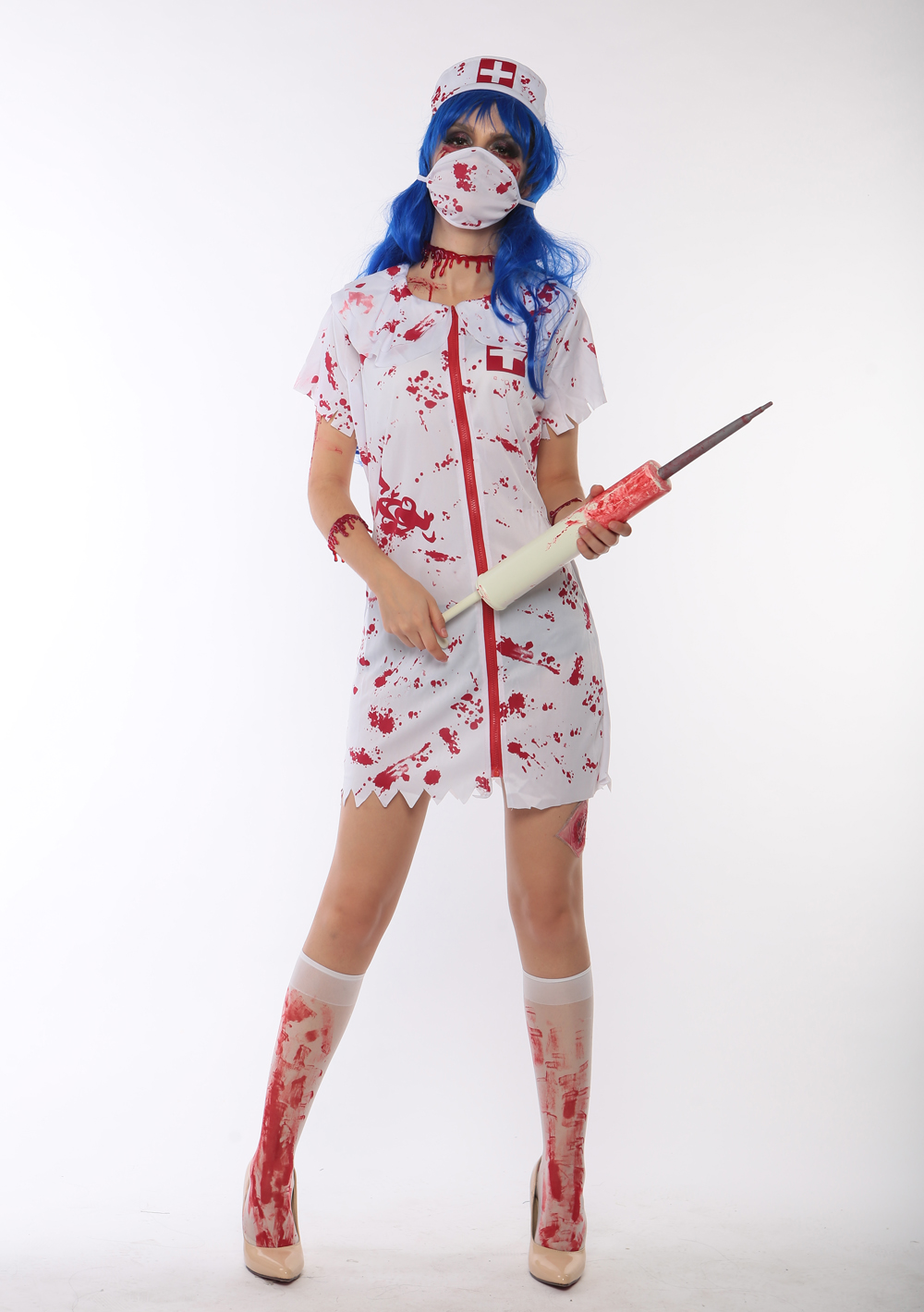 F1712 halloween zombie nurse costume,it comes with headwear,dress